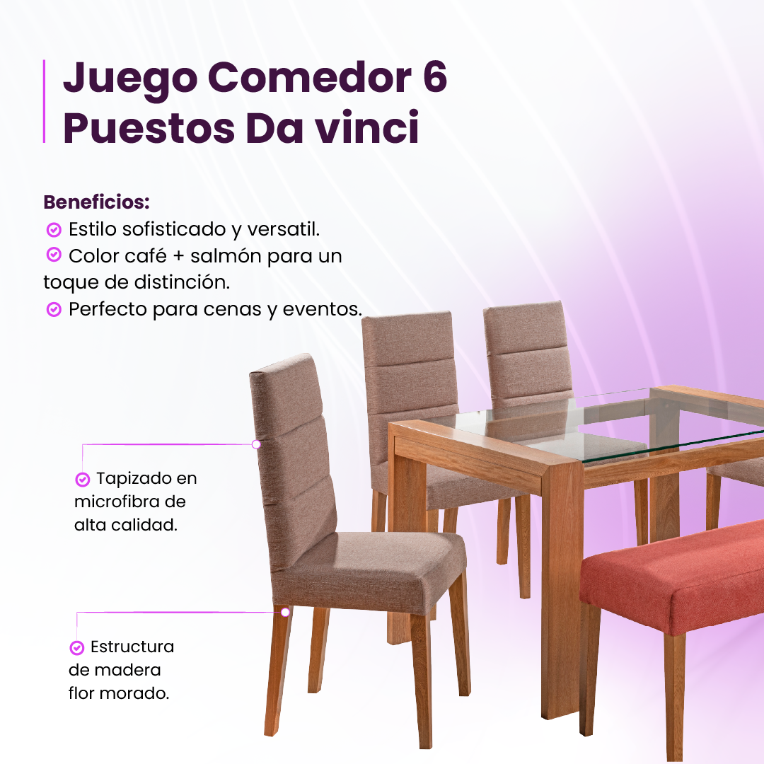 Juego de Comedor Da Vinci - 6 Puestos