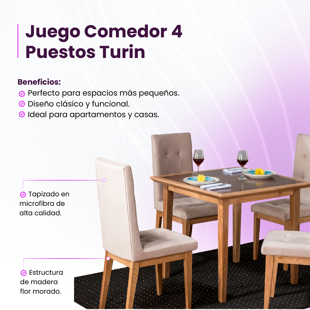 Juego de Comedor Turín -  4 Puestos