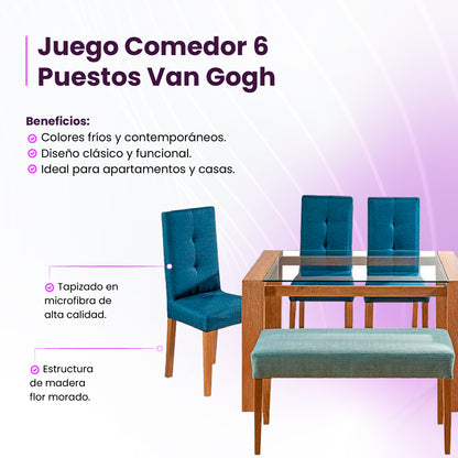 Juego de Comedor Van Gogh Acua - 6 Puestos